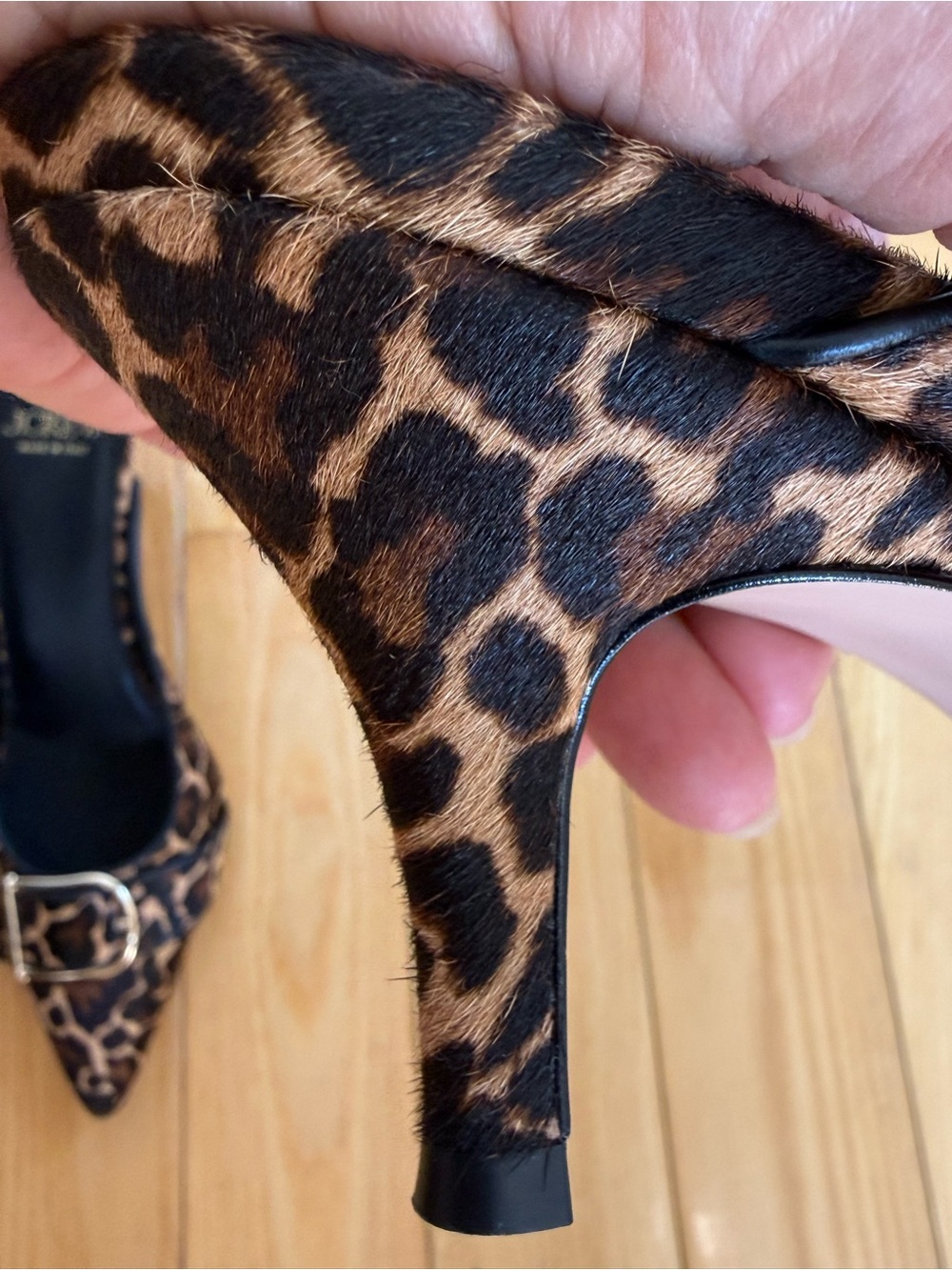 J.Crew Leopard-Print Pointed Mules with Gold Buckle - Picture 4 of 5